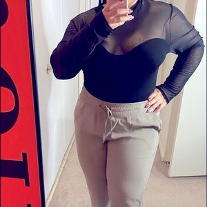 Black Mesh silhouette bodysuit